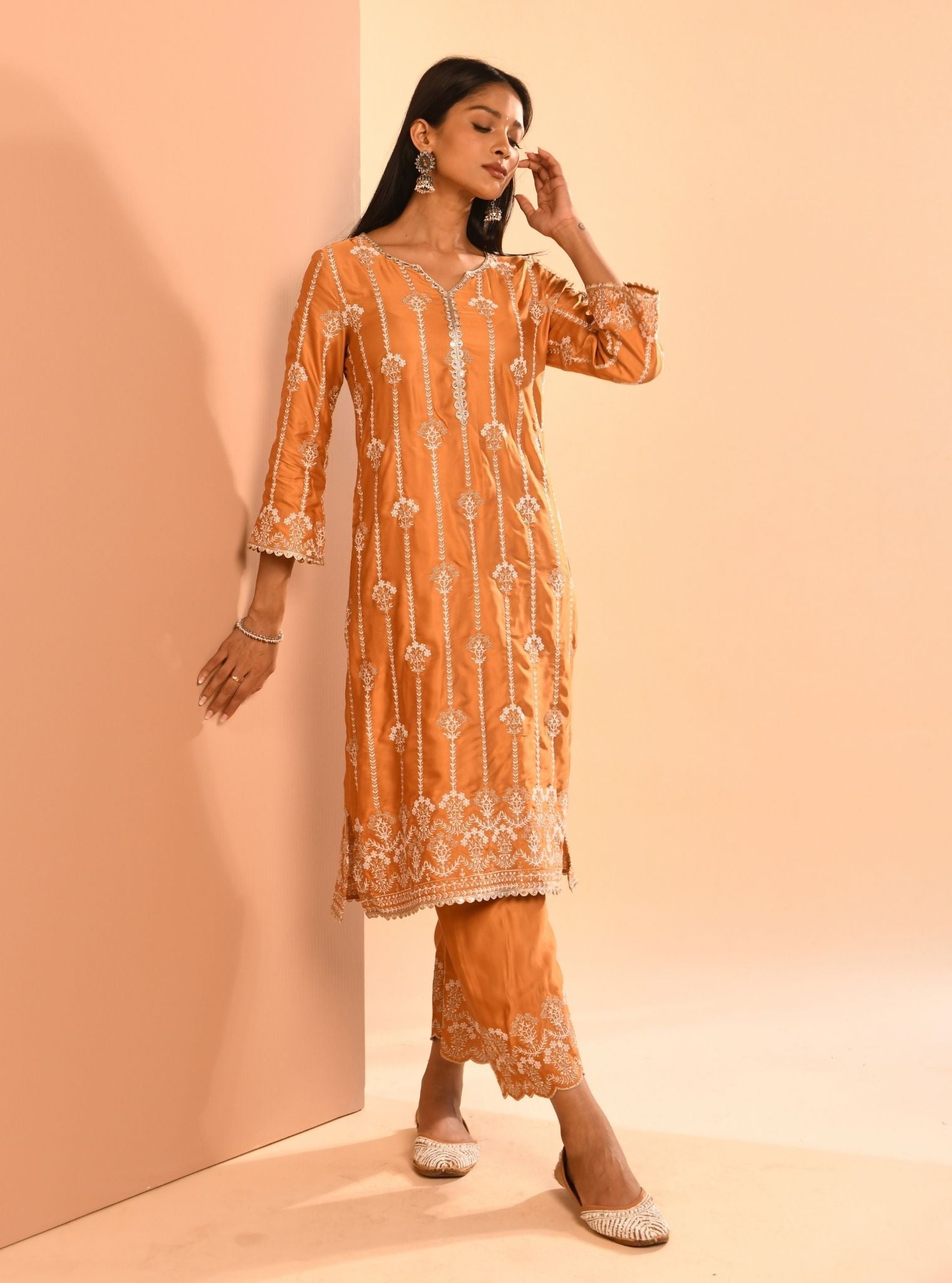 Mulmul Cupro Zoya Orange Pant