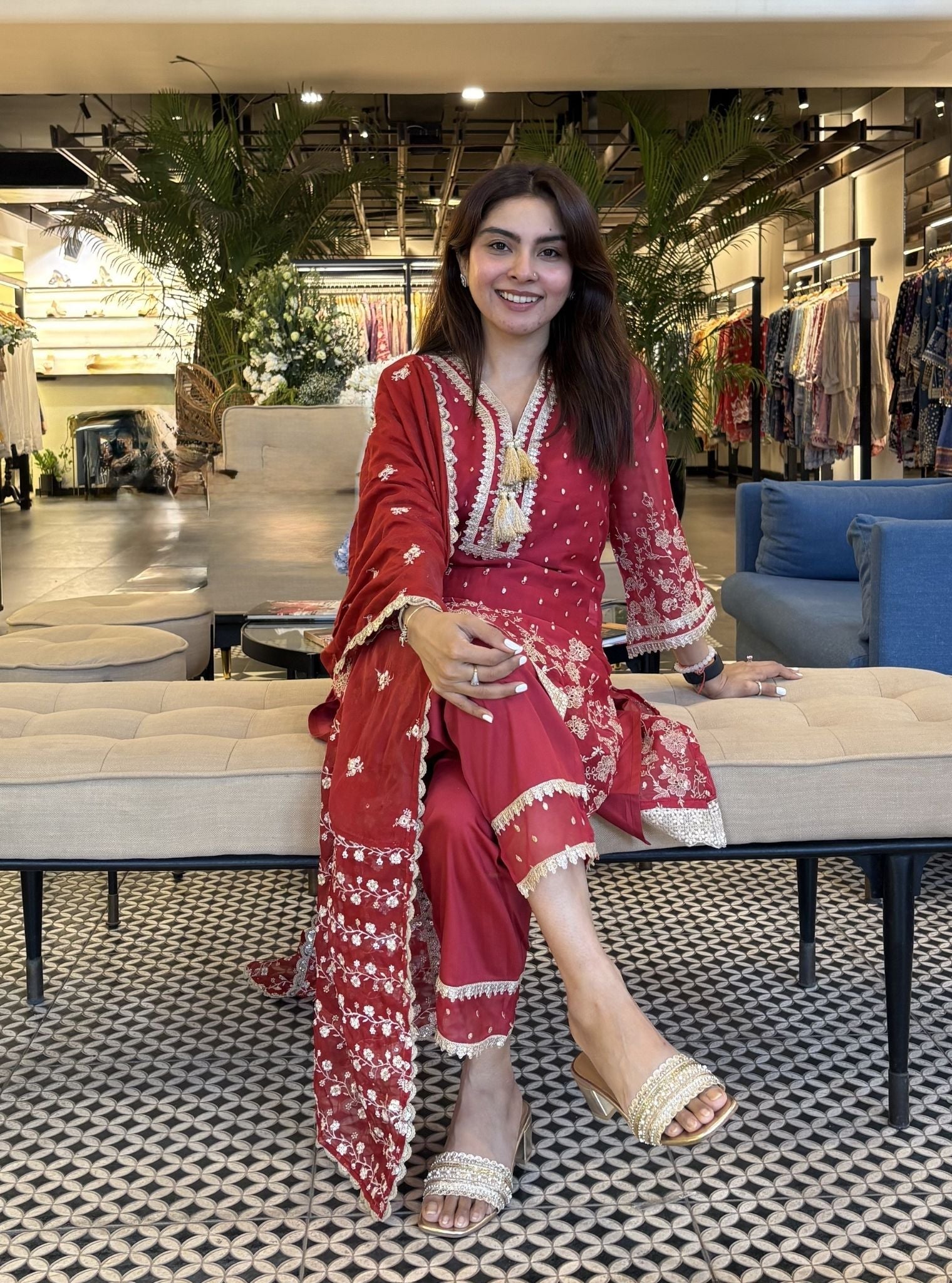 Gajra Organza Red Kurta Set