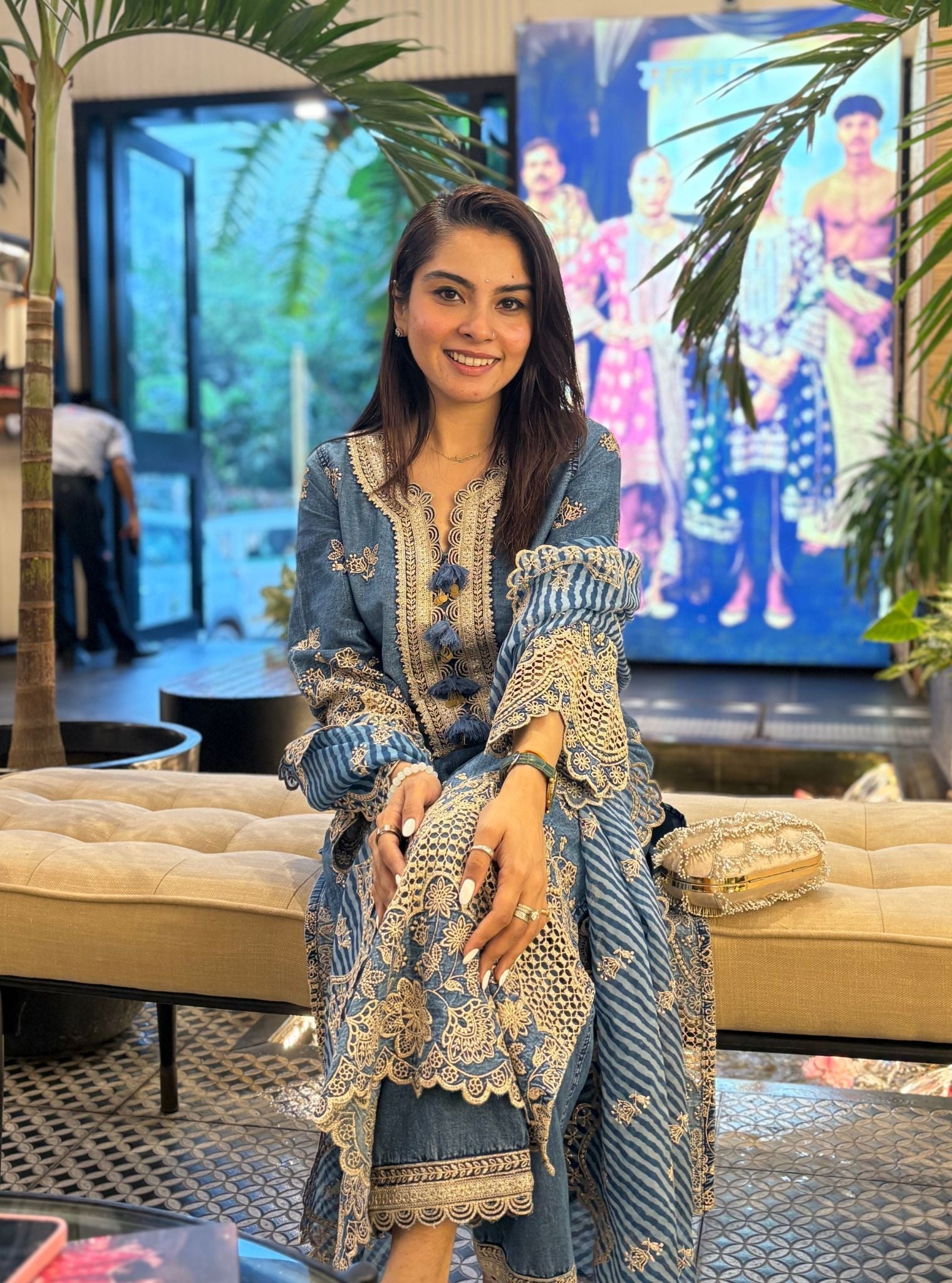 Luri Denim Kurta Set