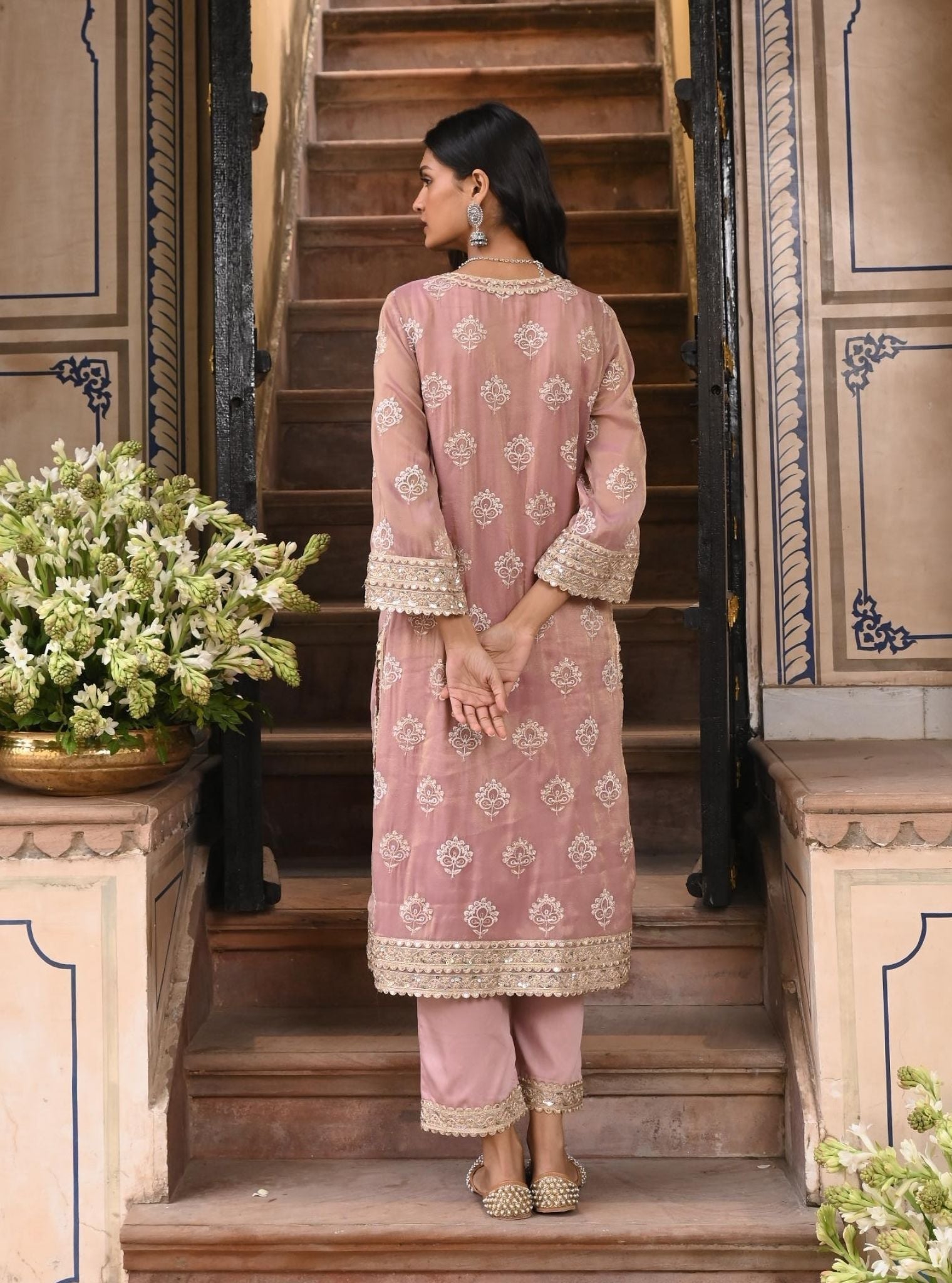 Kasuri Luxe Tissue Lilac Kurta Set