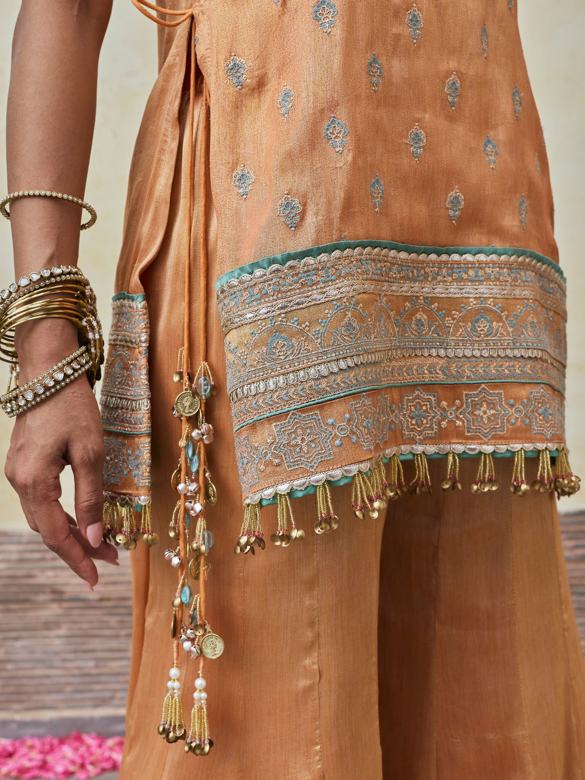 Jugal Bemberg Tissue Orange Kurta with Sharara