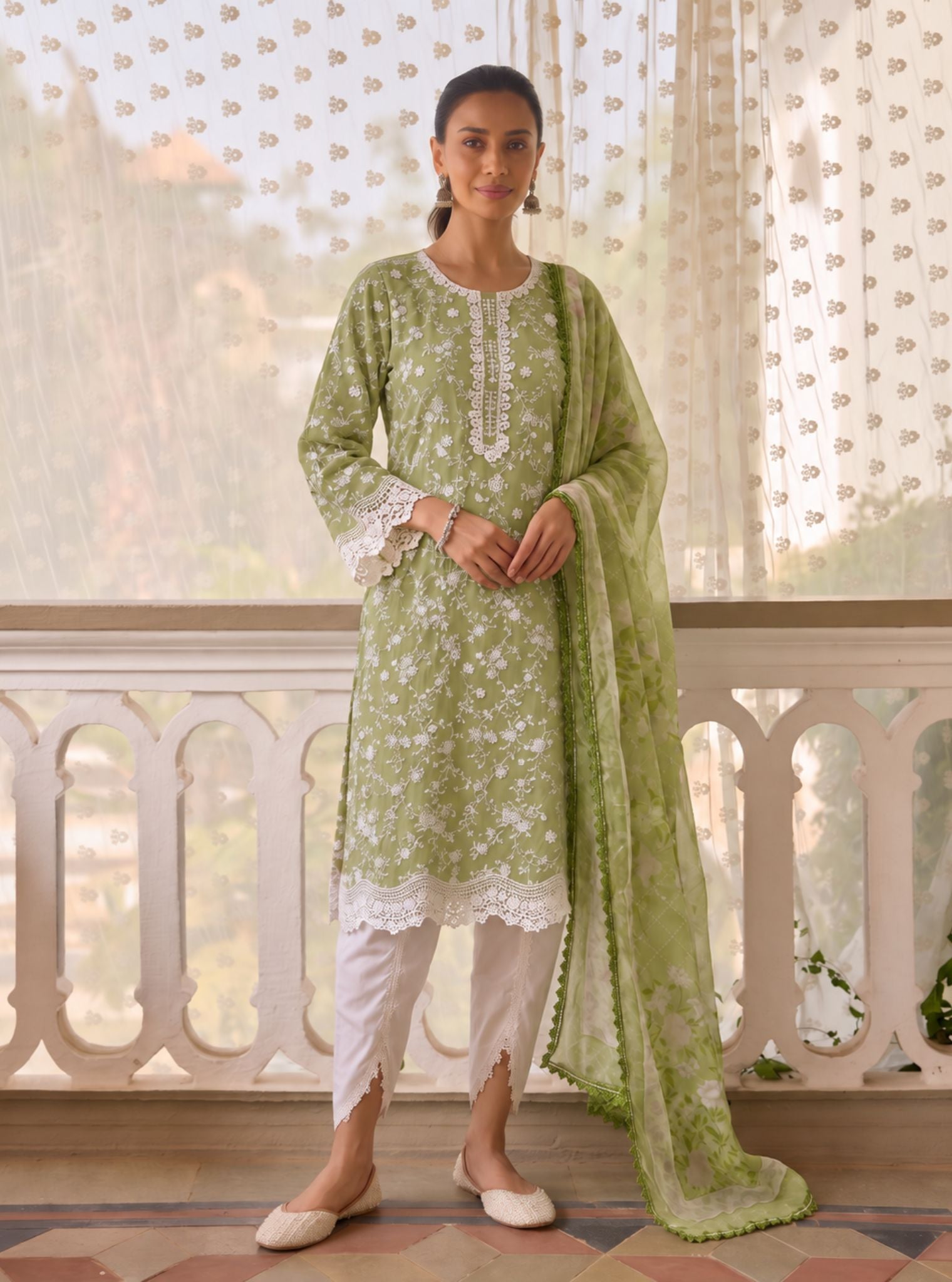 Baybreeze Supima Cotton Green Kurta Set