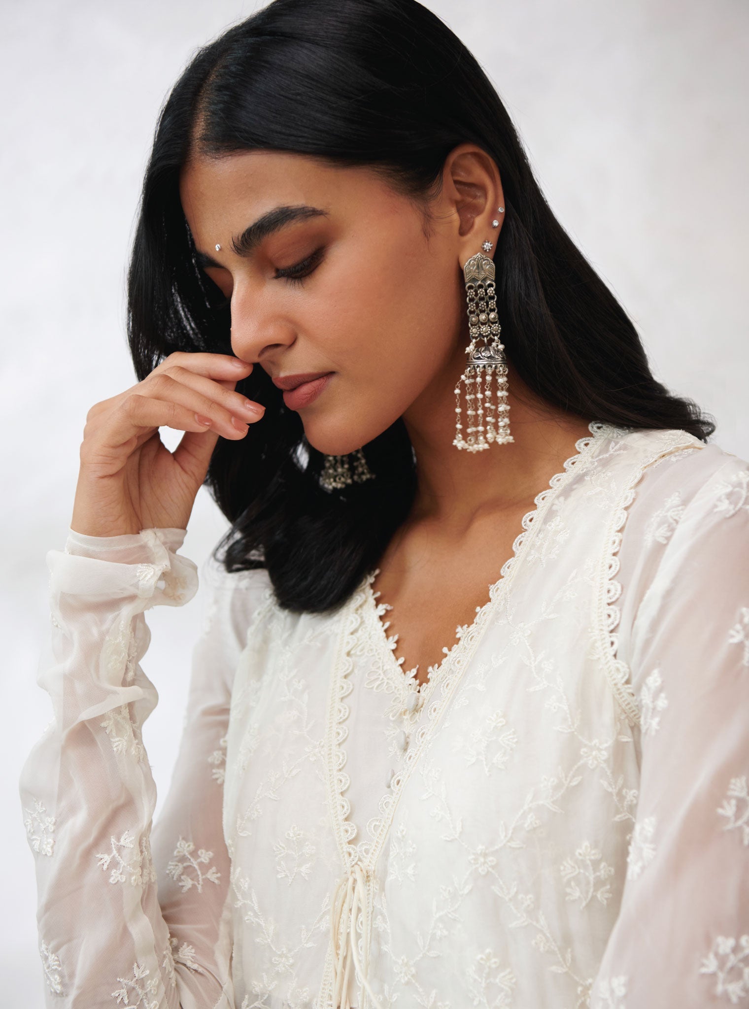 Mulmul Organza Essex Anarkali Kurta with Organza Jacket