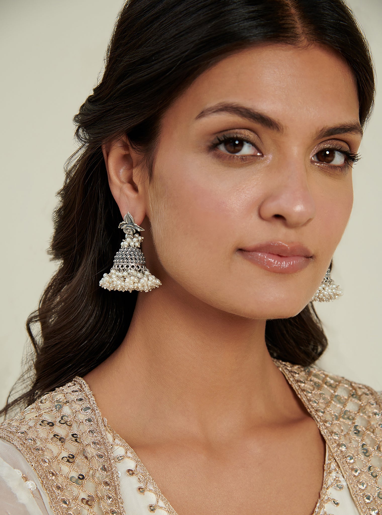 Pure Silver Rosette tribal jhumka
