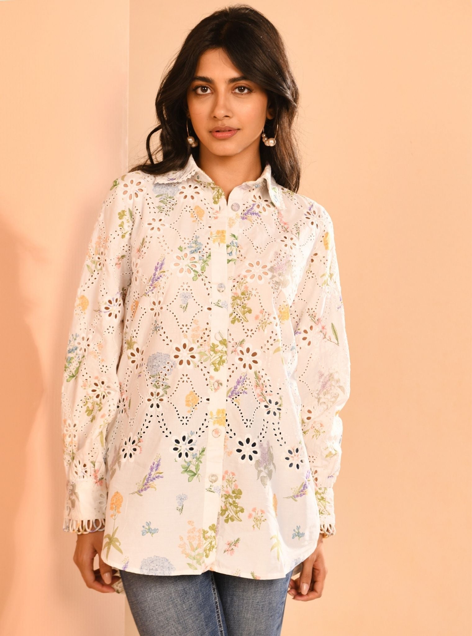 Jem Iconic Cotton Printed White Shirt