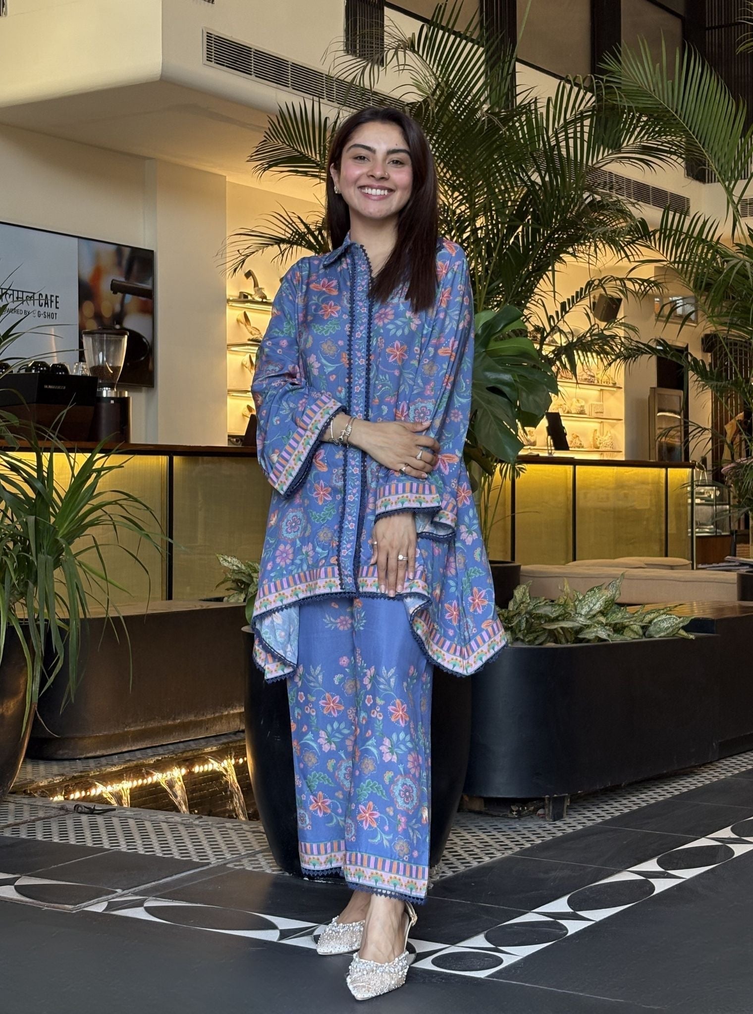 Chunari Lawn Printed Steel Blue Shirt Set