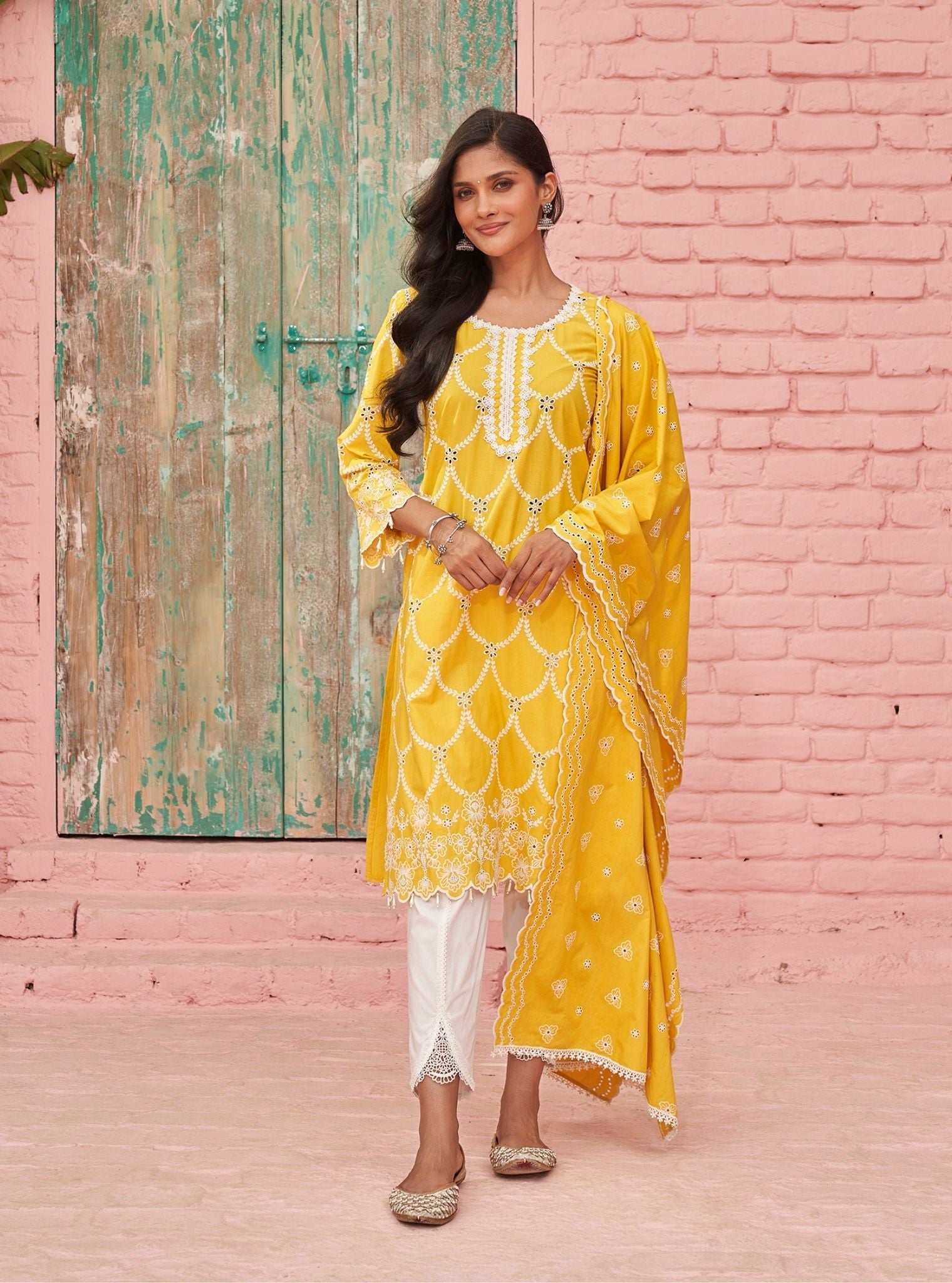 Mulmul Supima Cotton Aashvi White Pant