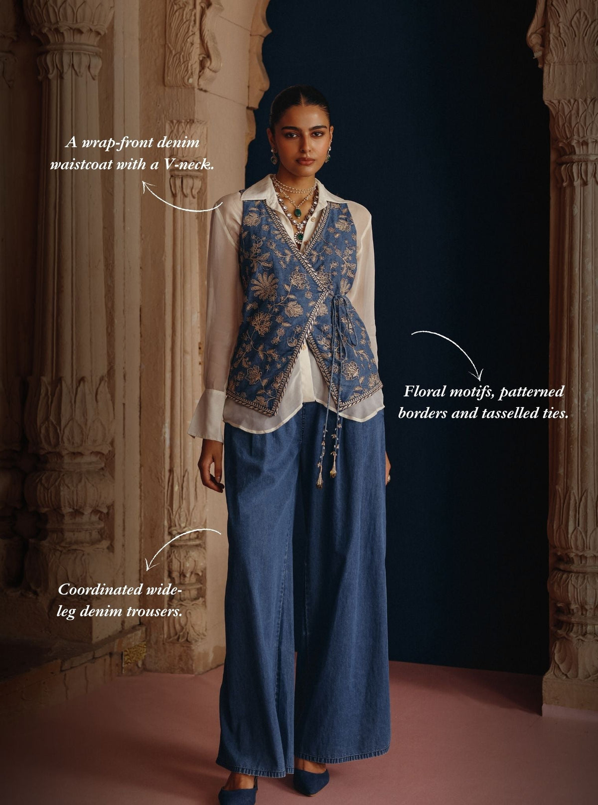 Dhuni Denim Waistcoat Co-ord Set