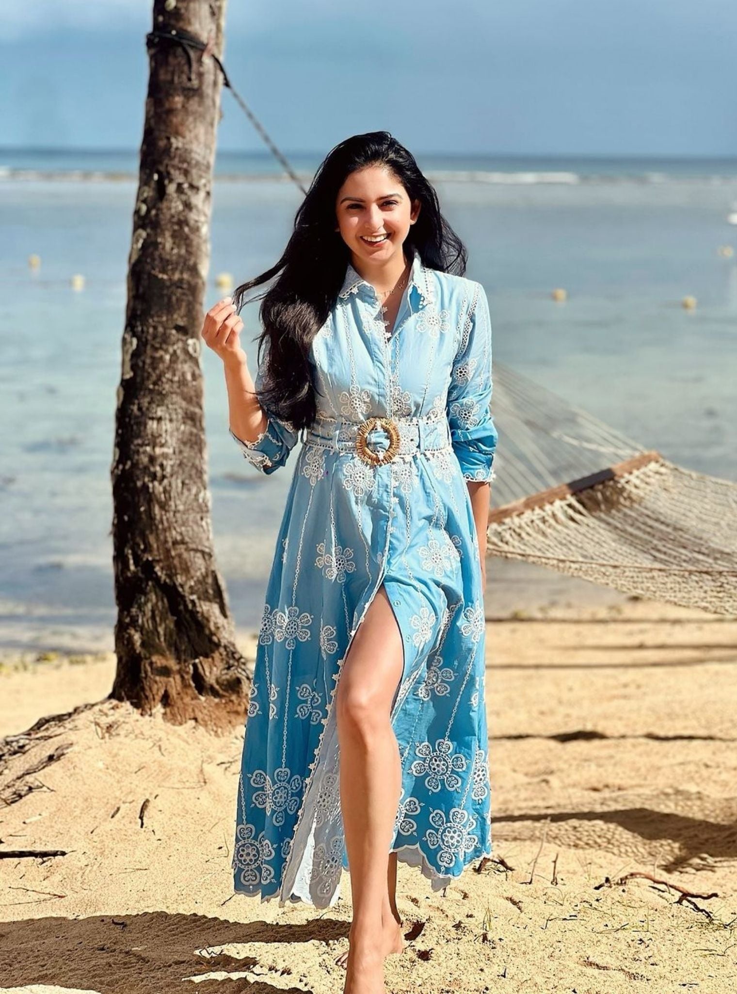Meg Ombre Cotton Blue Dress