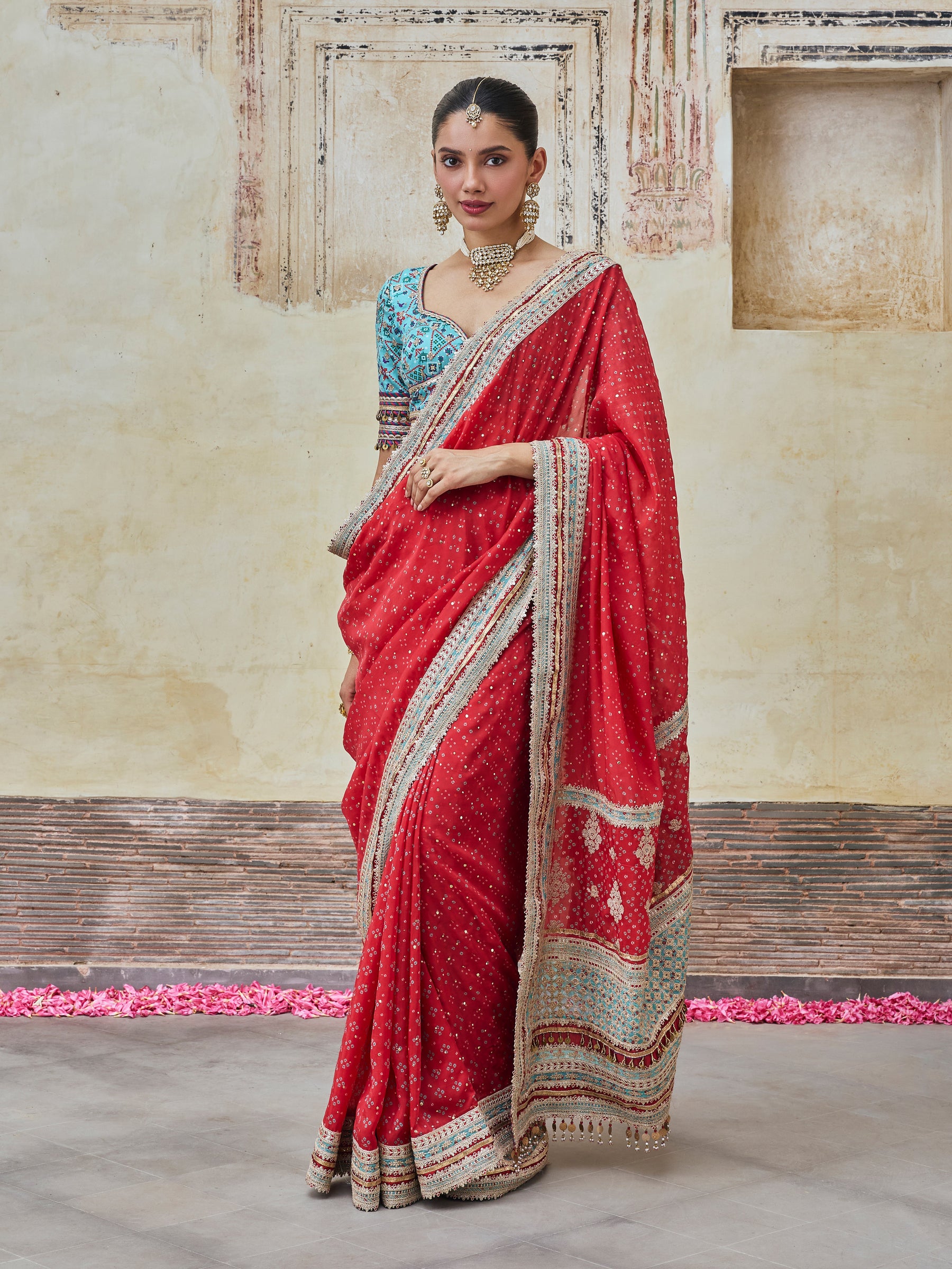 Subhi Bemberg HO Silk Printed Red Saree