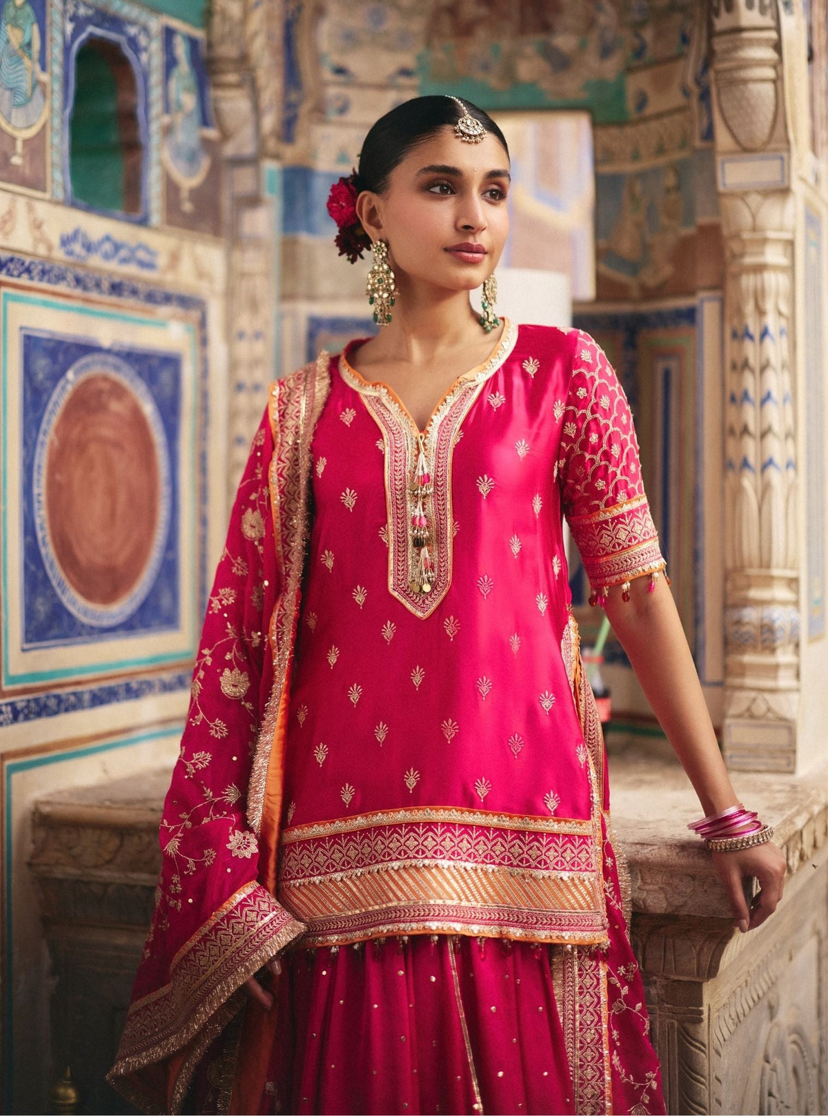 Mulmul Poshak In Fuchsia