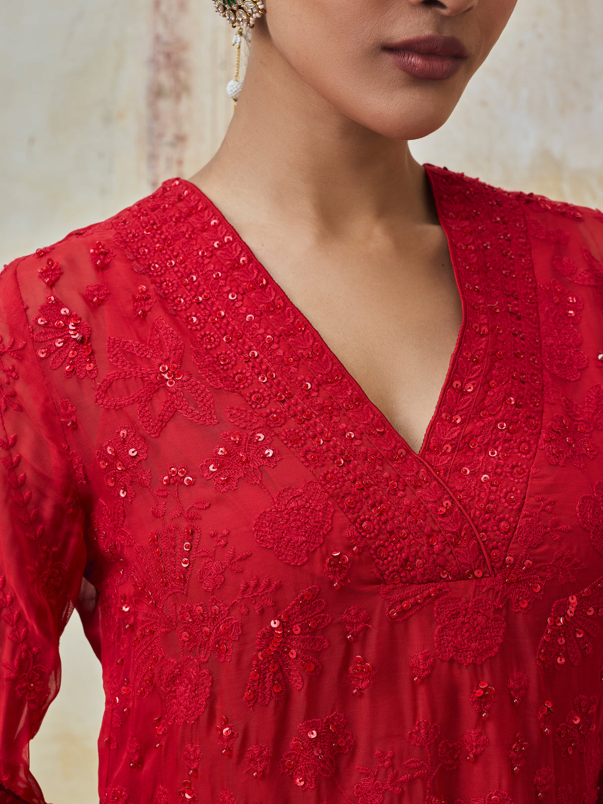 Reja Organza Red Co-ord Set