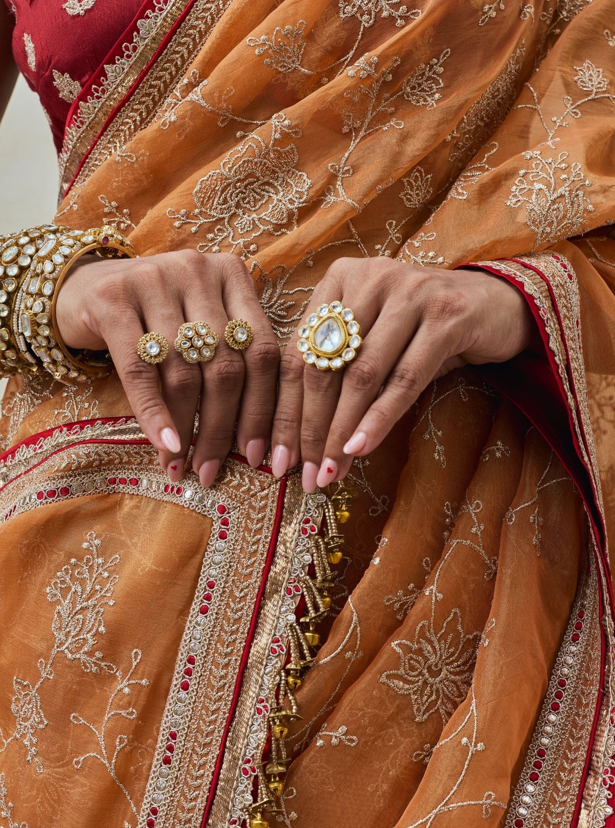 Parthi Lurex Organza Orange Saree with Raw Silk Blouse