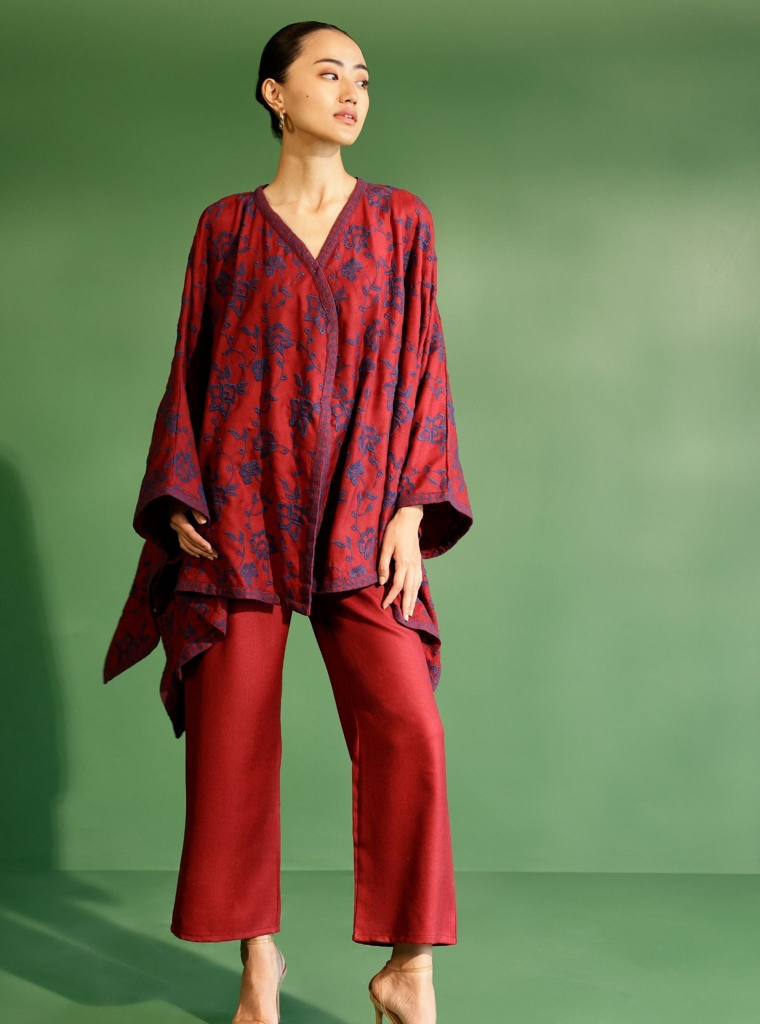 Fawn Wool Wine Kaftanwith Wool Fawn Wine Pant