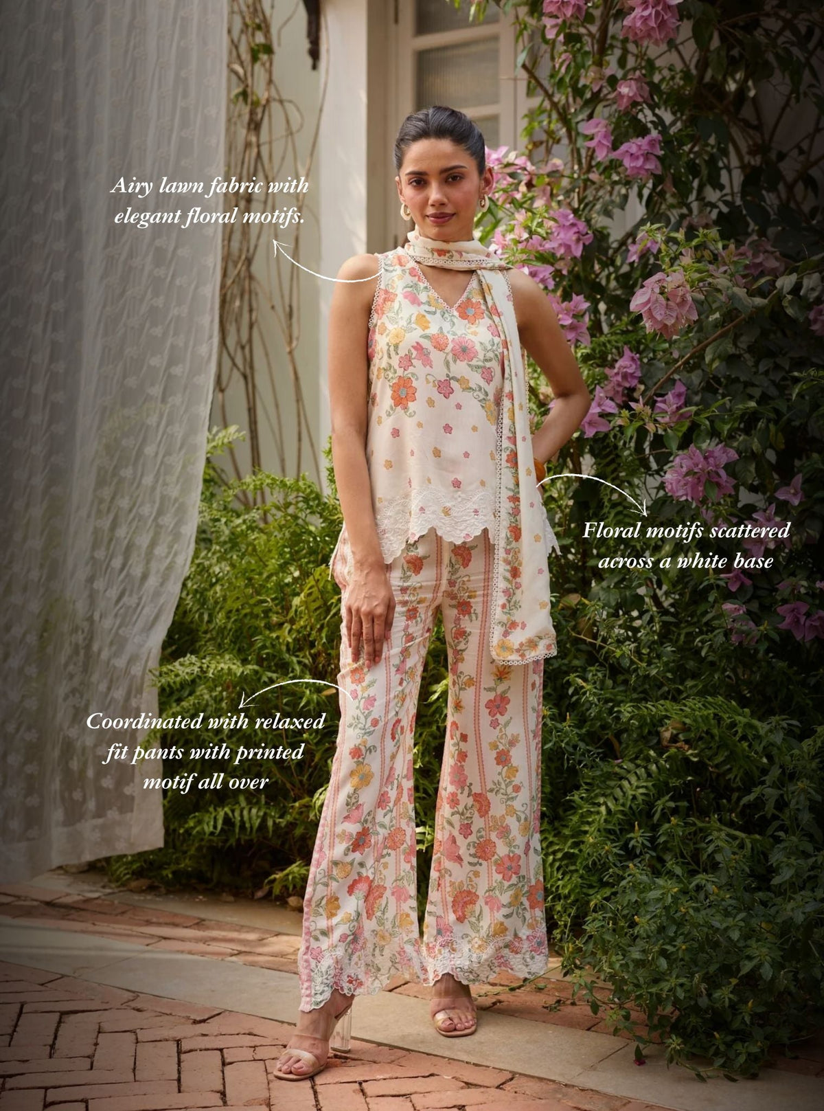 Akira Lawn Off White Co-ord Set