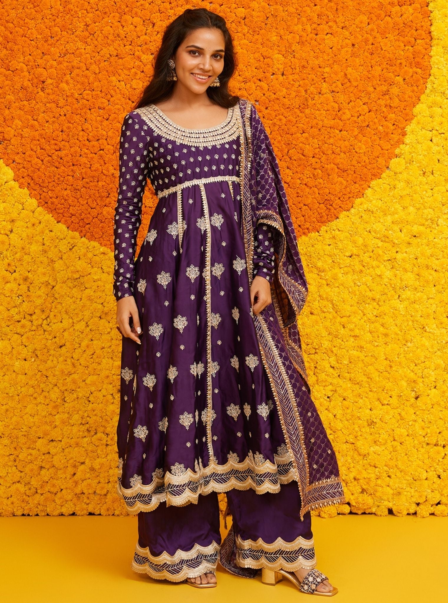 Palki Organza Satin Purple Pant