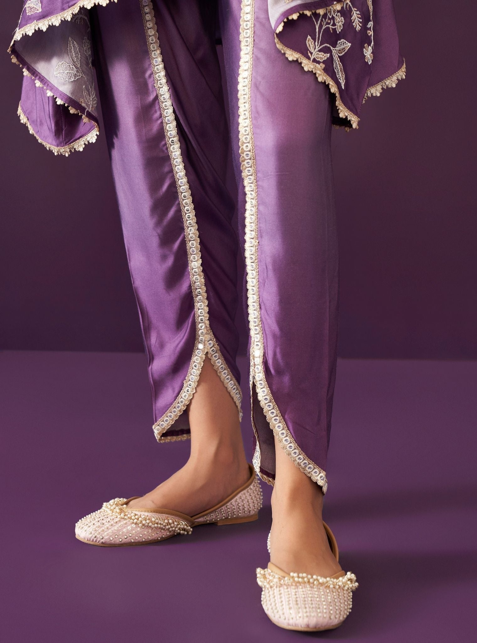 Evanthe Ombre Cupro Satin Purple Kurta Set