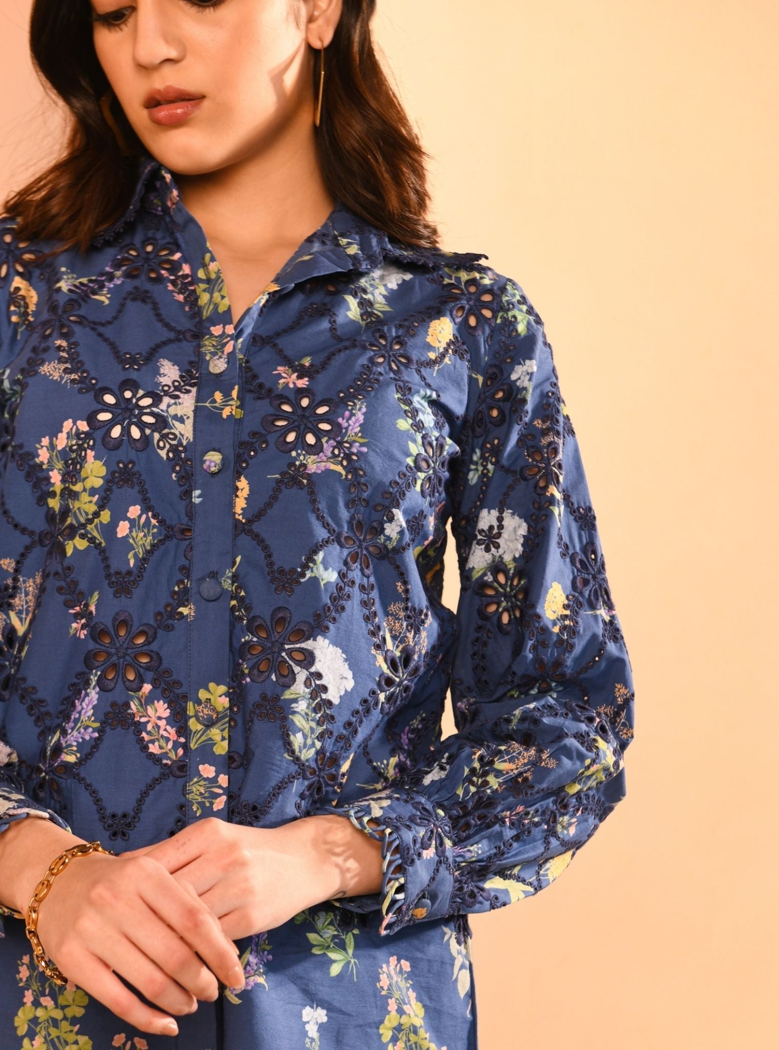 Jem Iconic Cotton Printed Navy Shirt