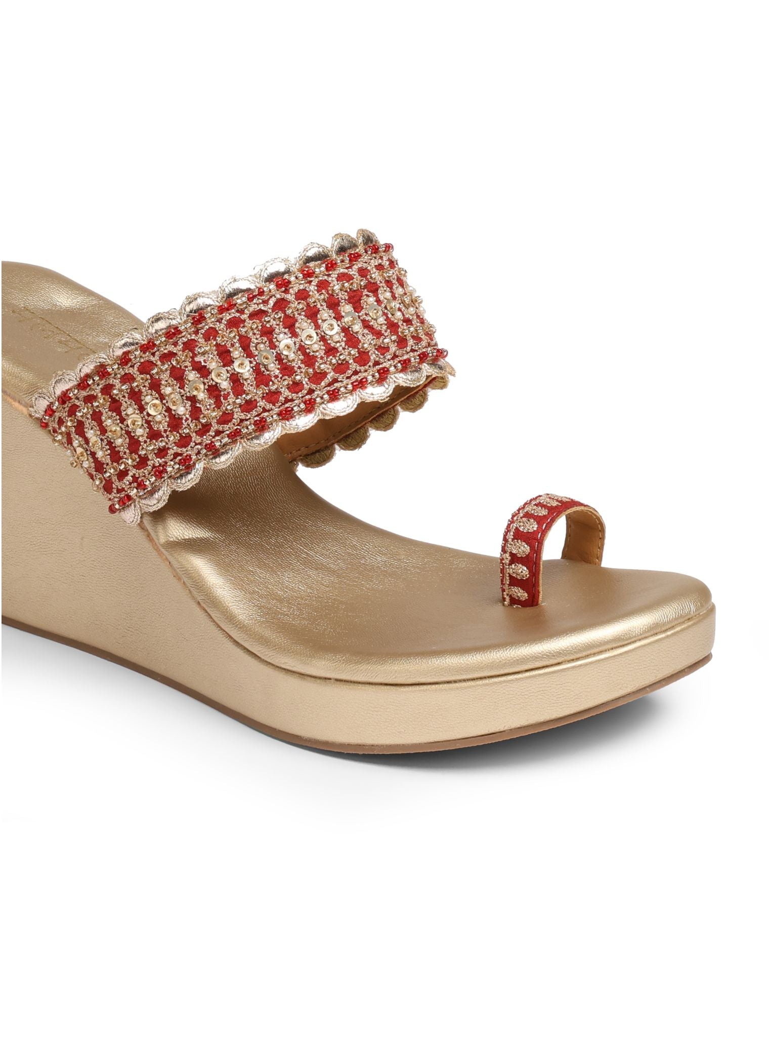 Stand by me Red Vegan Wedge Heel