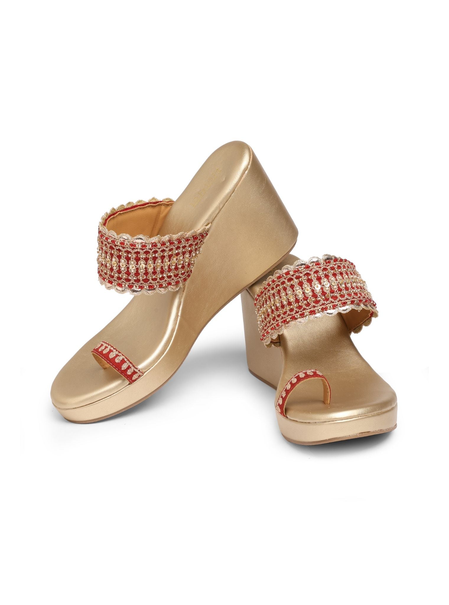 Stand by me Red Vegan Wedge Heel