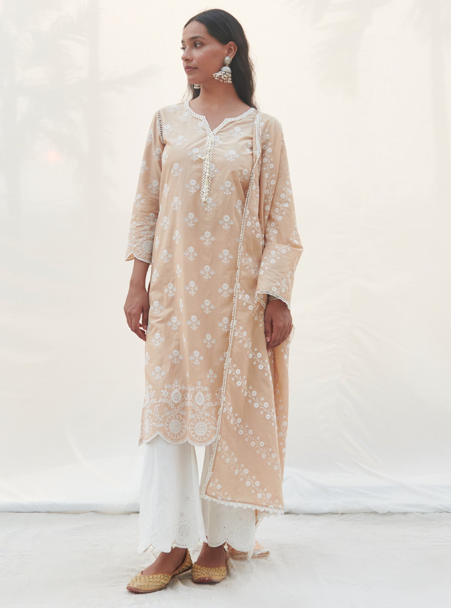 Mulmul Supima Cotton Ambeli Beige Dupatta