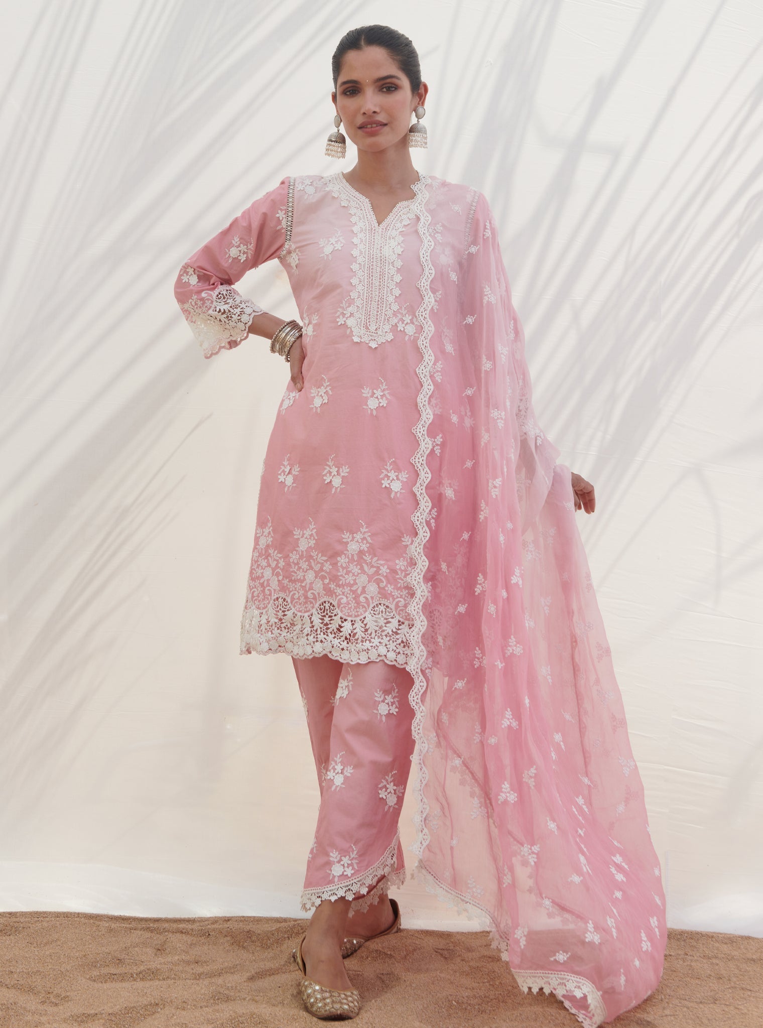 Mulmul Supima Cotton Mayem Pink Dupatta