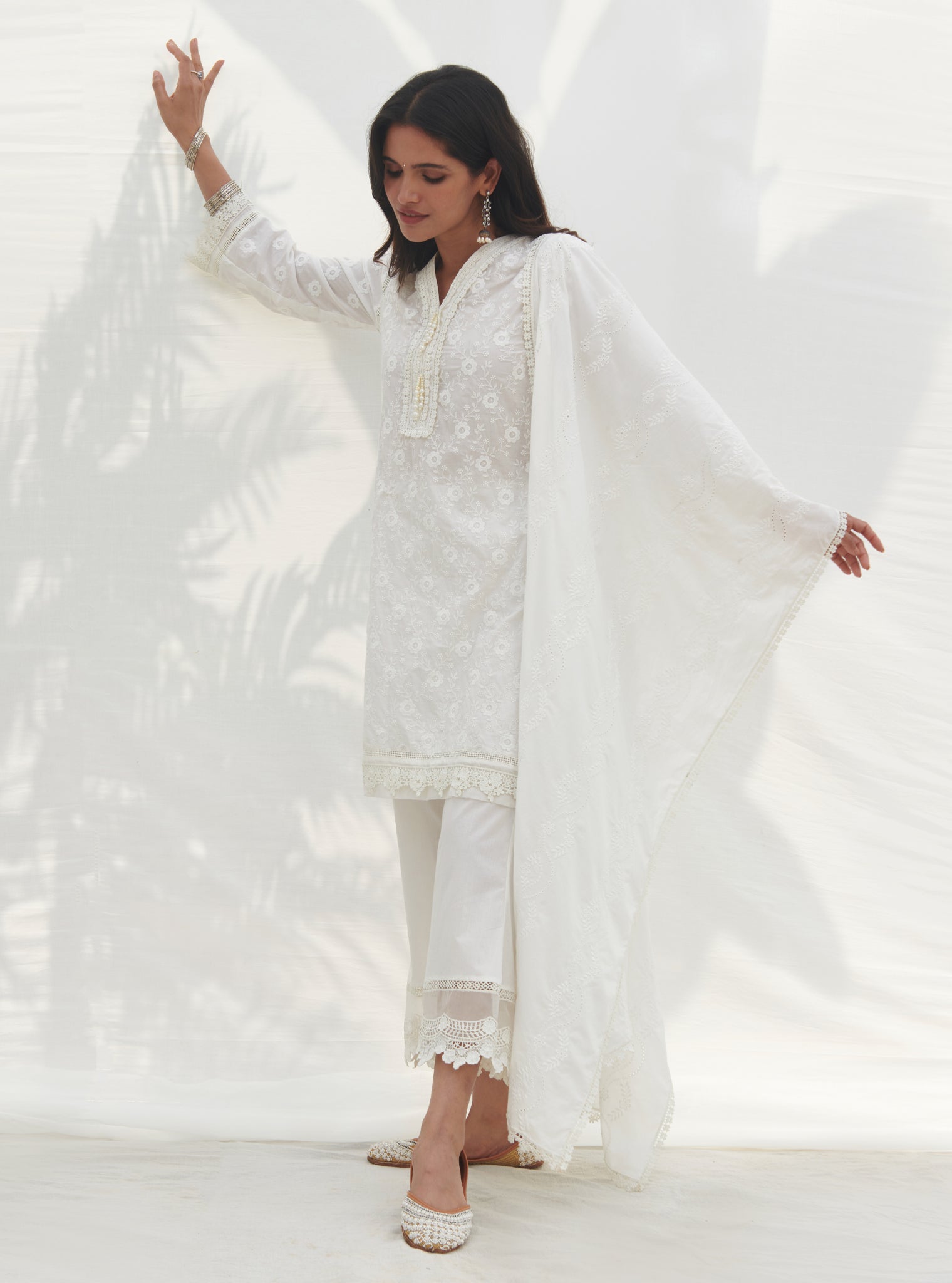 Mulmul Supima Cotton Anashi White Dupatta
