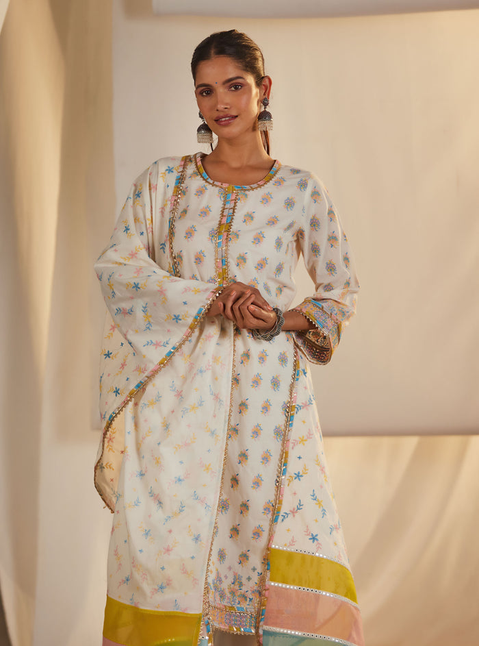 Mulmul Supima Cotton Denise Off White Kurta