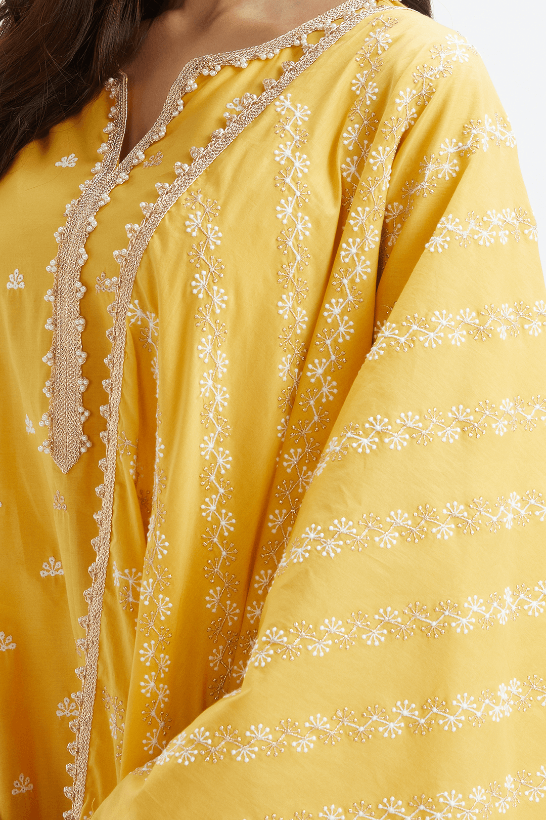 Mulmul Supima Cotton Sparrow Mustard Dupatta