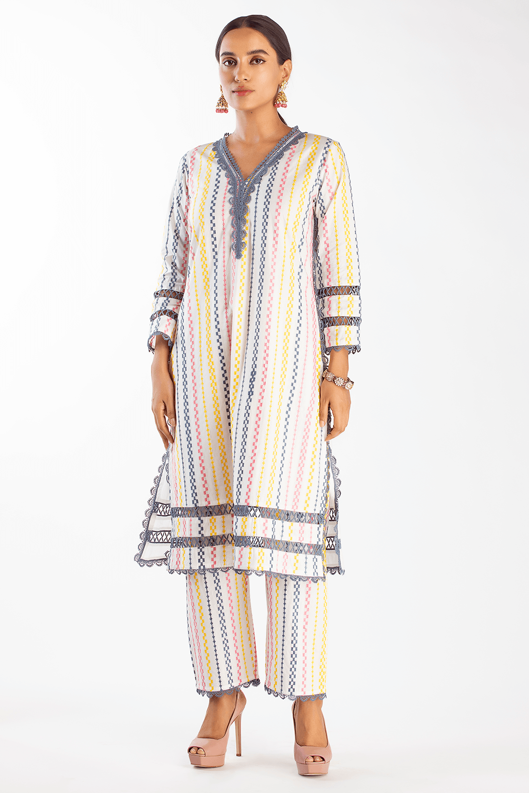 Mulmul Supima Cotton Eva White Kurta