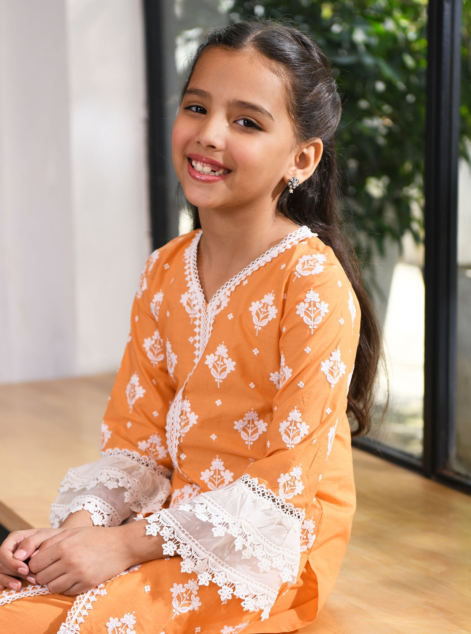 Mulmul Orange Supima Cotton Hope Kurta