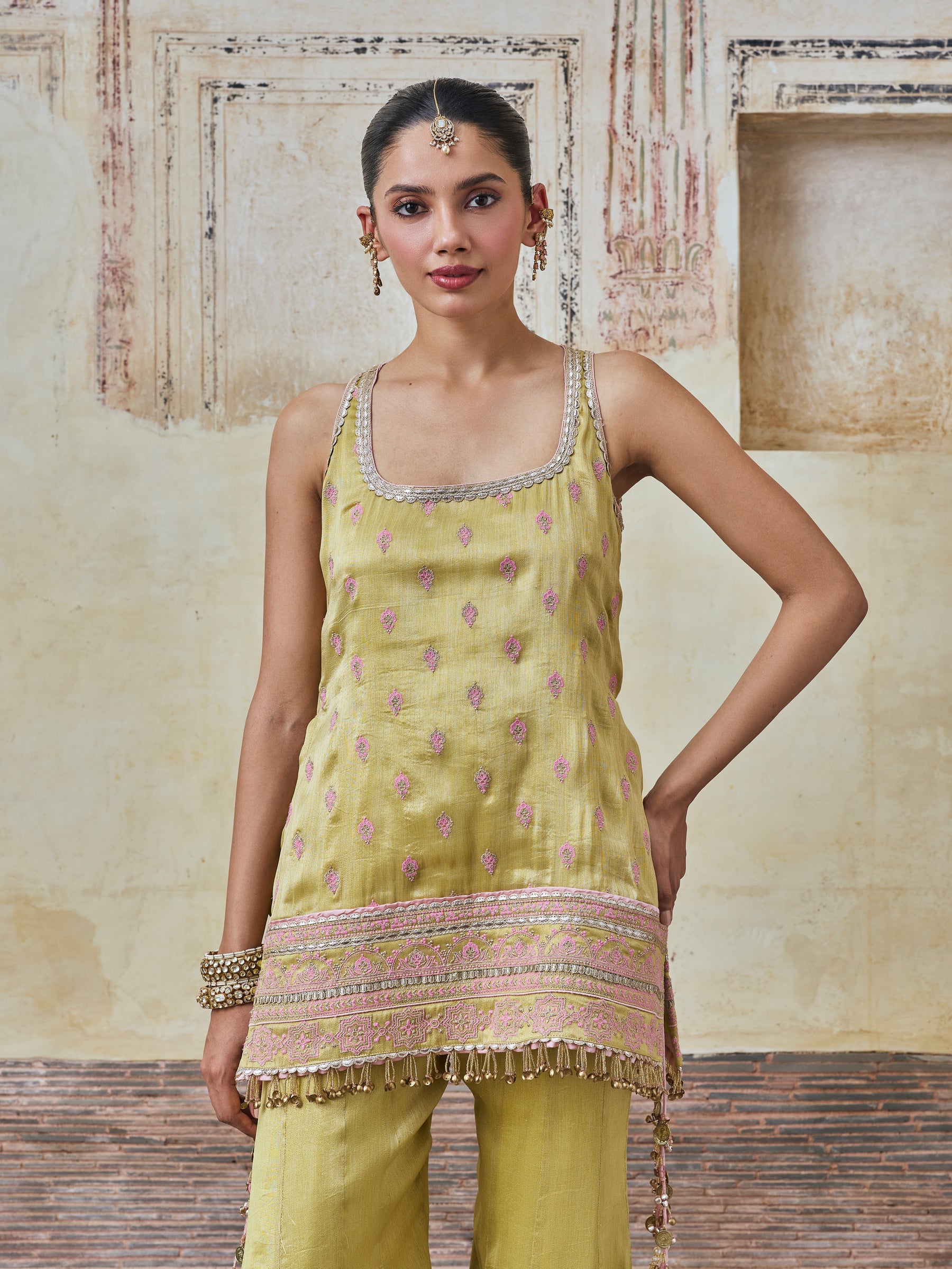 Jugal Bemberg Giraffe Lime Kurta with Sharara