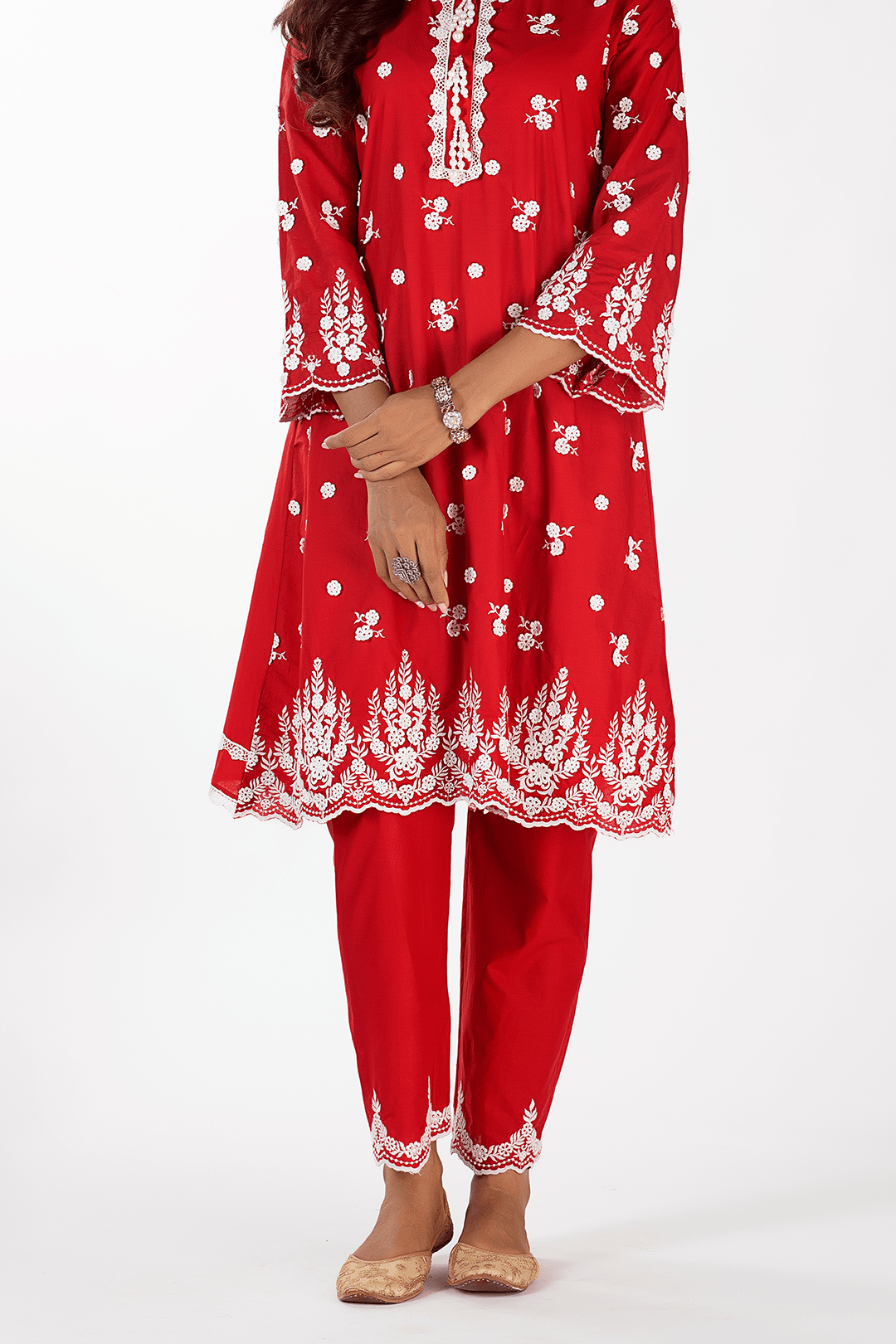 Mulmul Supima Cotton Jade Red Pant