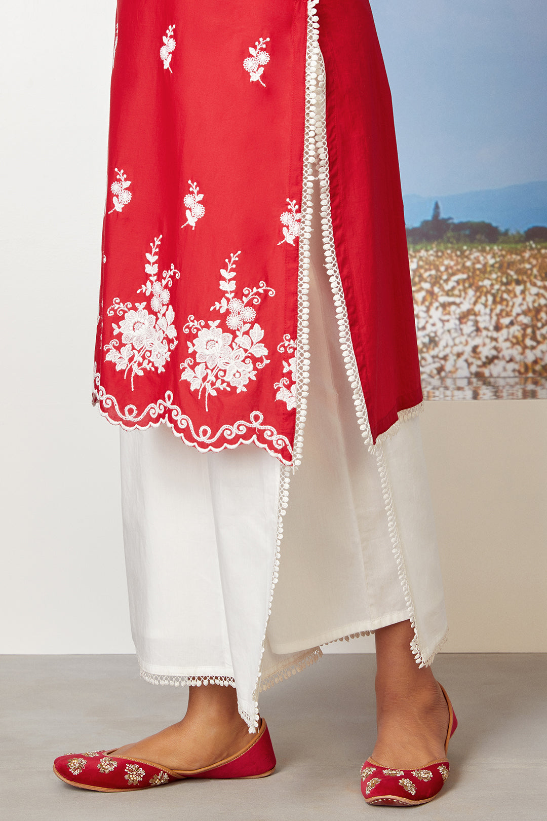 Lovesong Supima Cotton Red Kurta Set