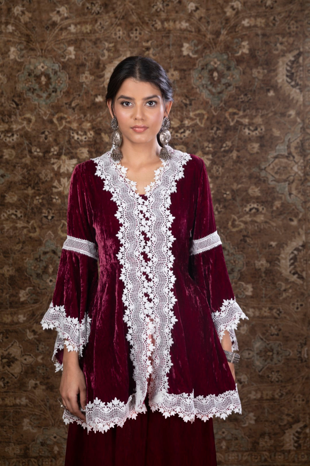 Makhmal Pine Kurta with Sharara