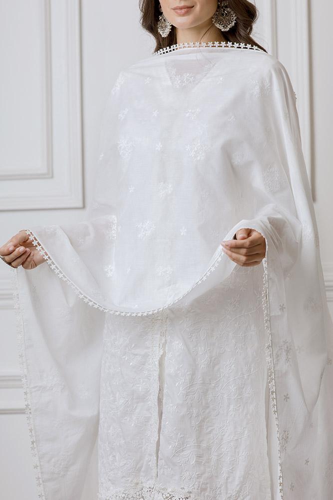 Rosewood Supima Cotton White Kurta Set