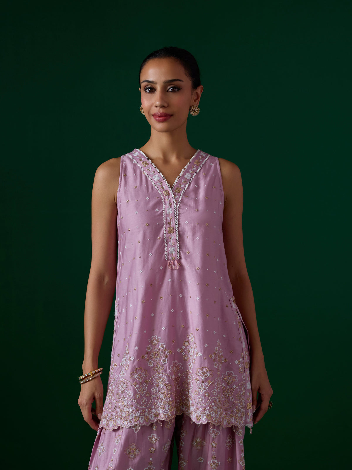 Novie Pima Satin Pink Kurta Set