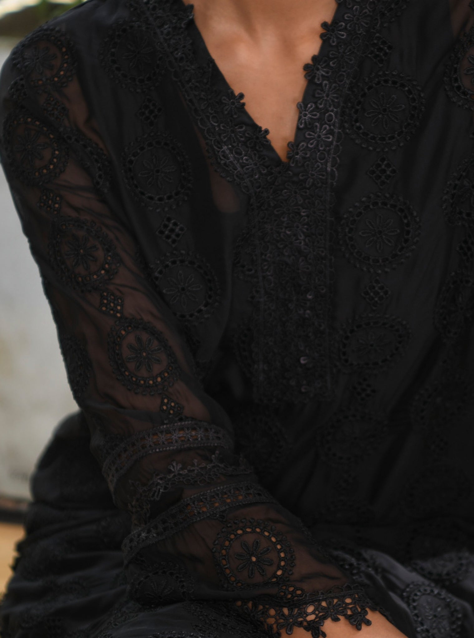 Nelli Organza Black Kurta Set