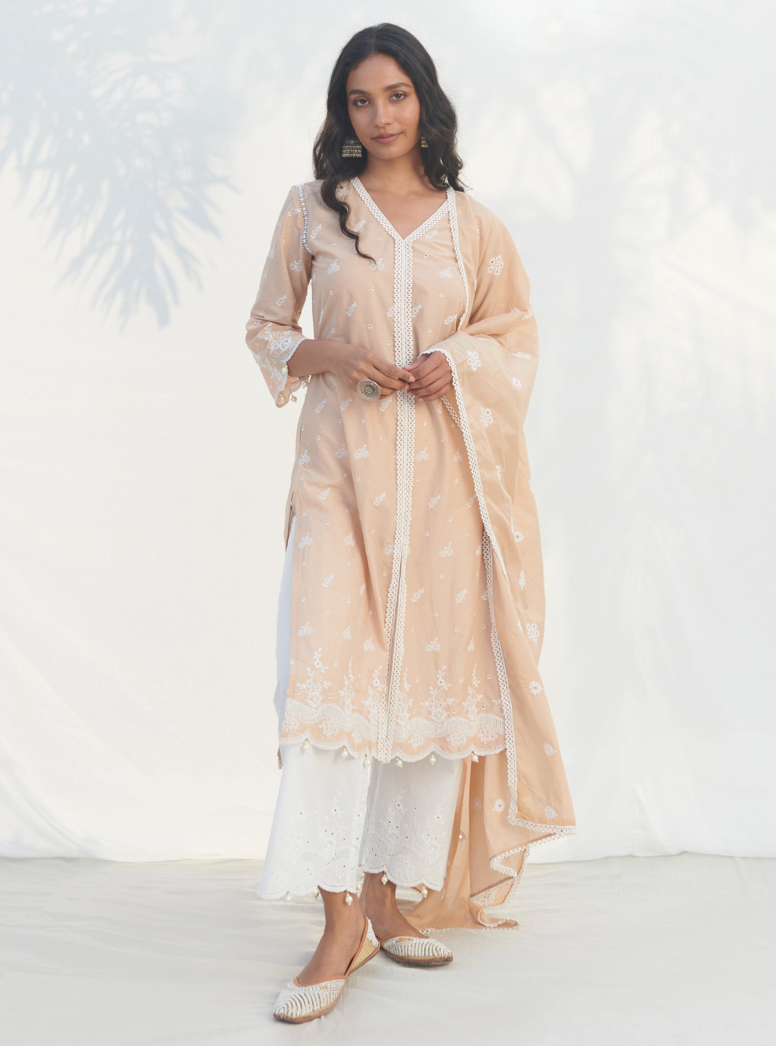 Mulmul Supima Cotton Parra Beige Dupatta