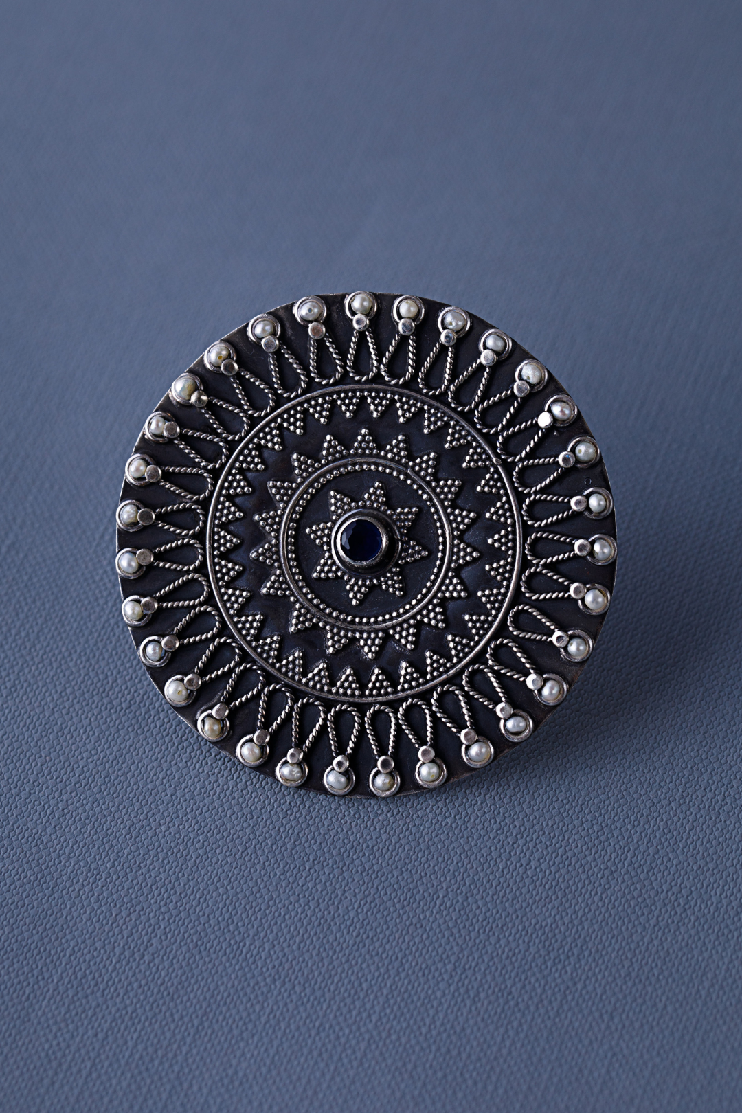 Pure Silver Siliver Mrinalini Peacock Lapis Earrings