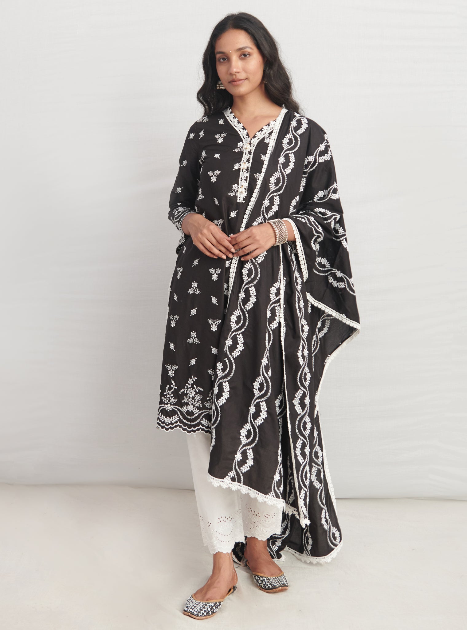 Mulmul Supima Cotton Anashi Black Dupatta