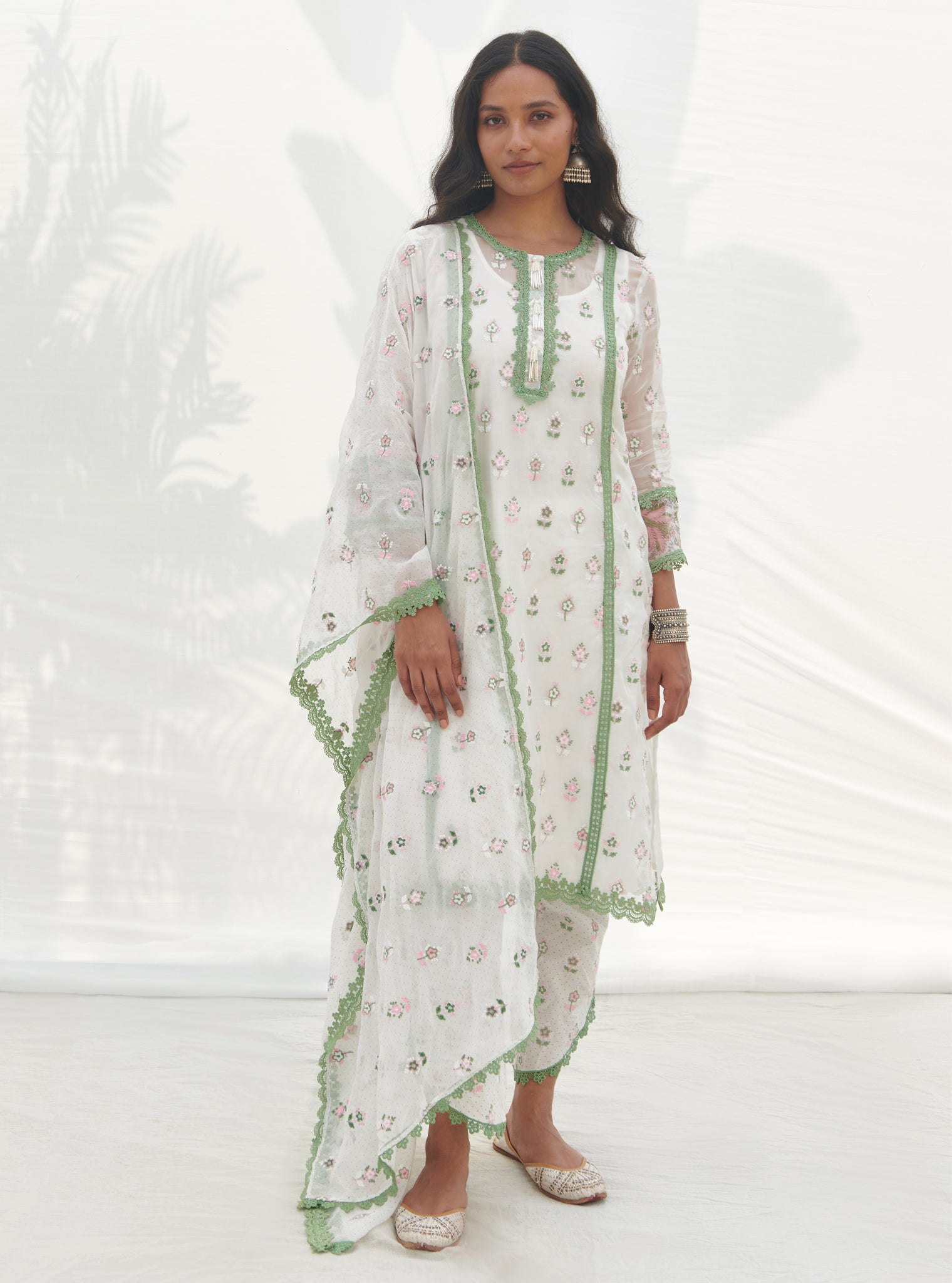 Mulmul Supima Cotton Tansy Green Dupatta