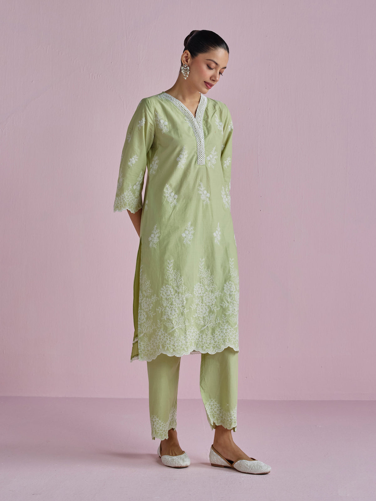 Moon light Supima Cotton Green Kurta Set