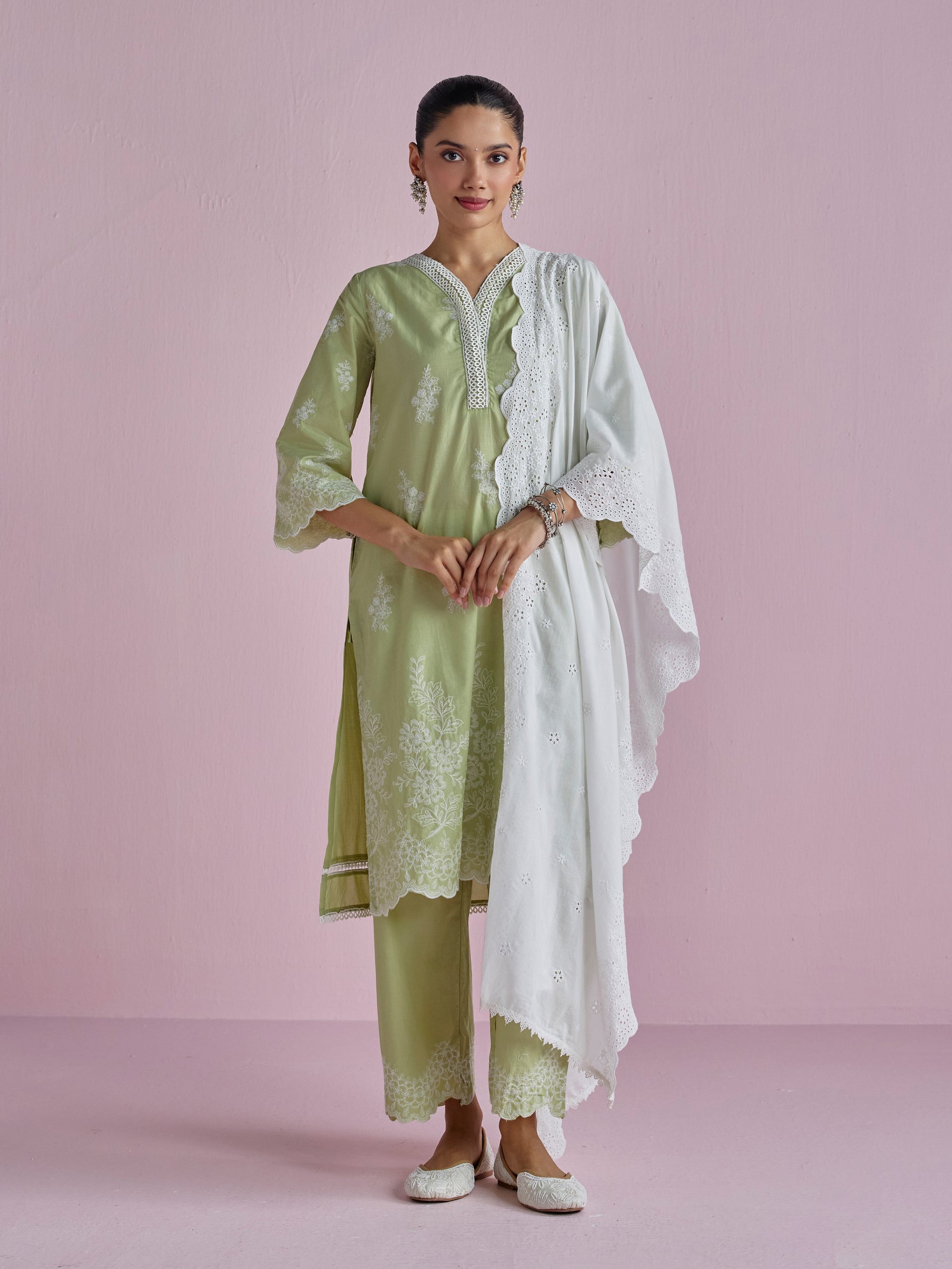 Moon light Supima Cotton Green Kurta Set