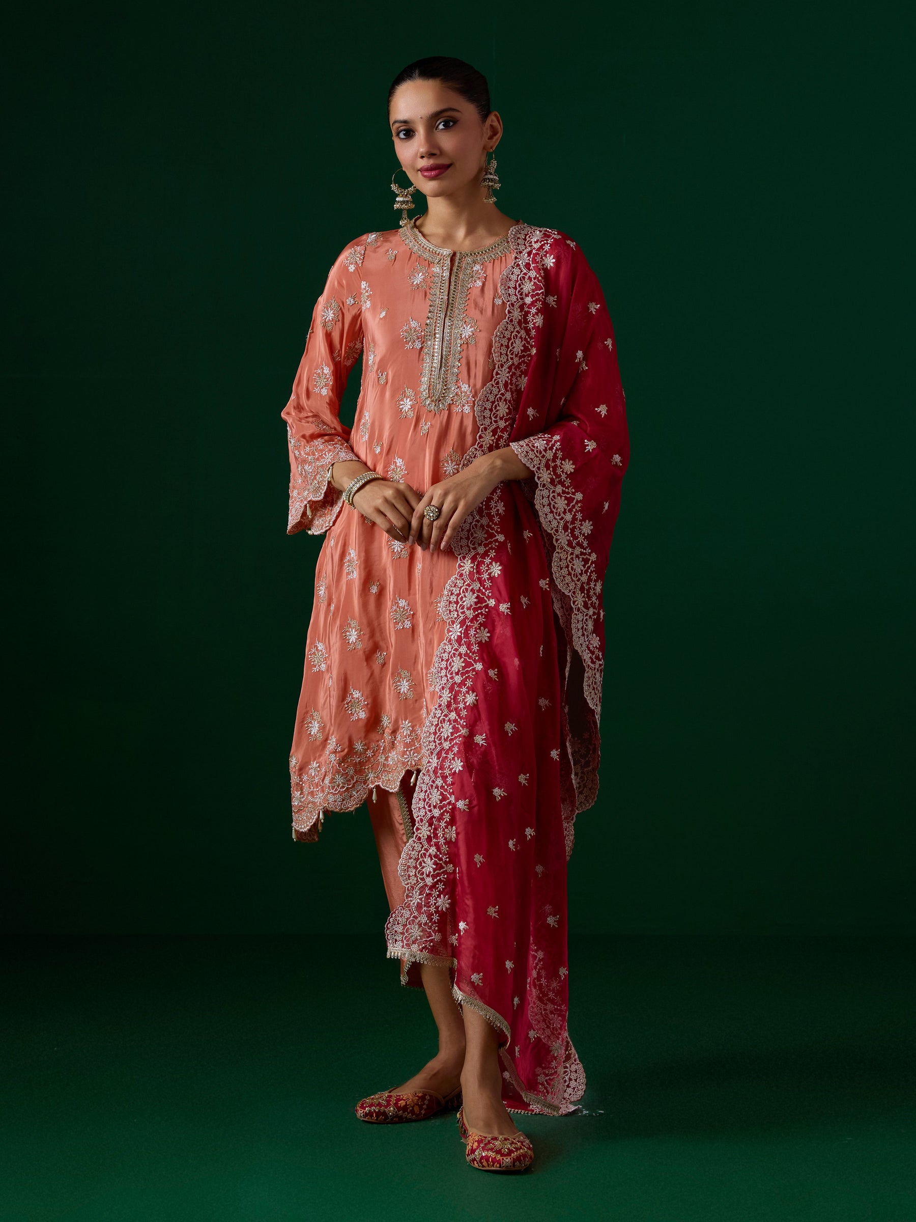 Kangna Crepe Terracotta Kurta Set