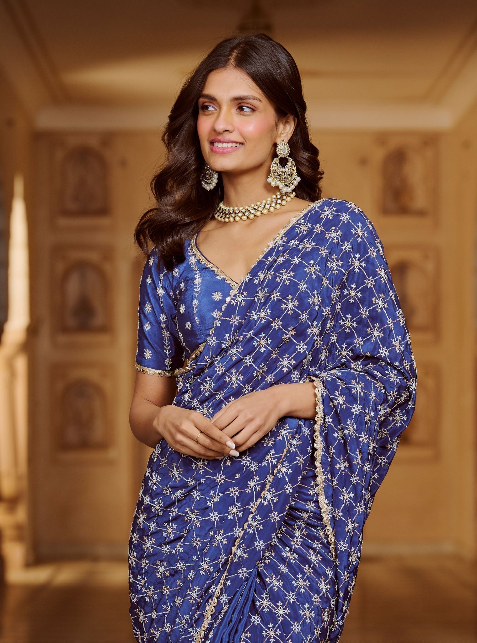 Banni Crepe Navy Saree