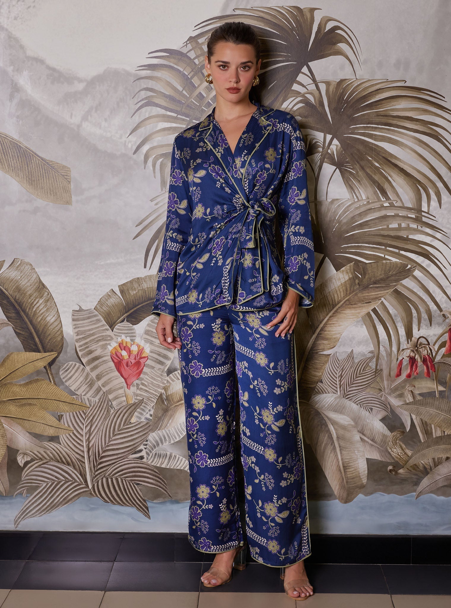 Nyx Cupro Printed Navy Top