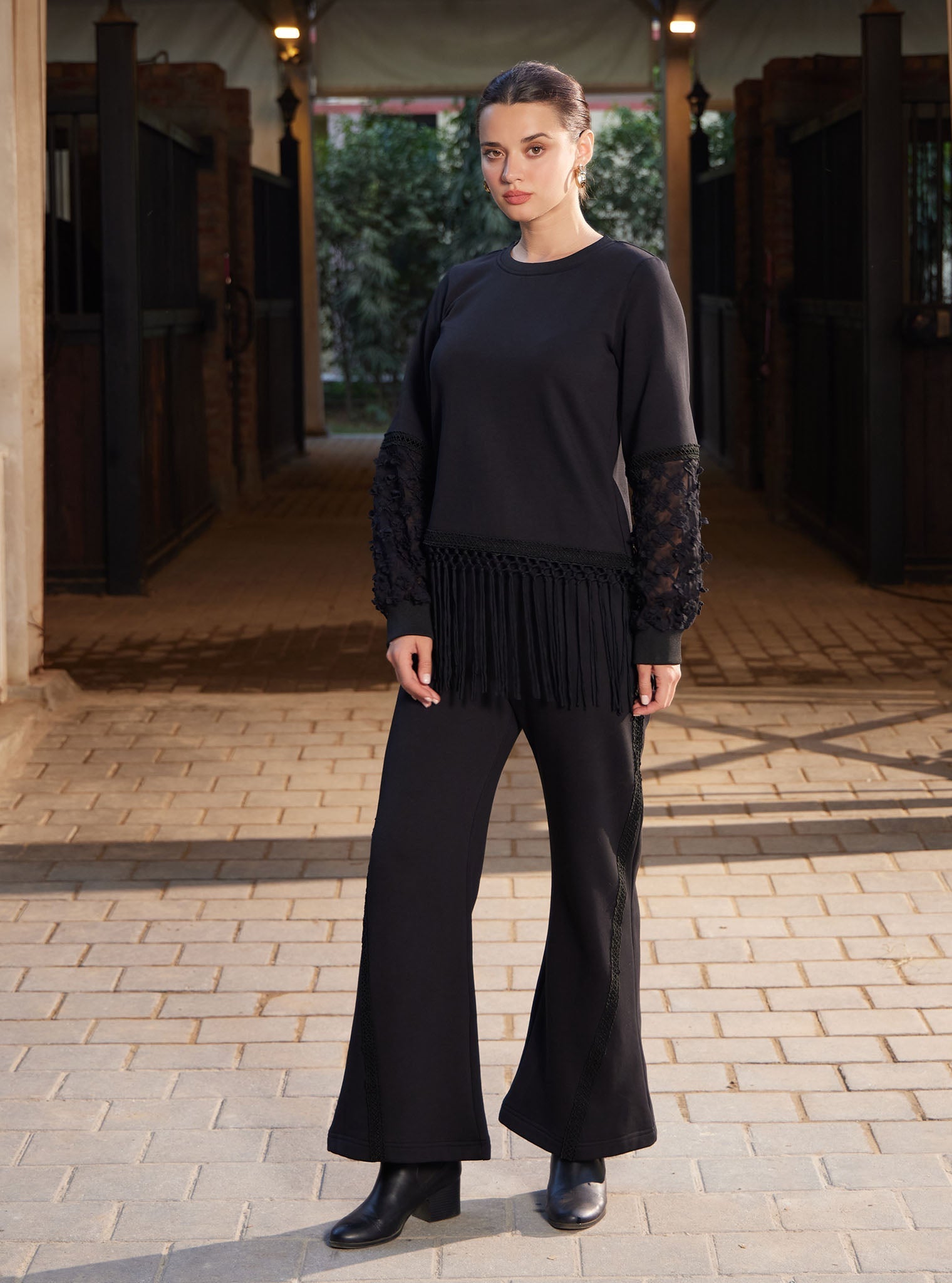 Althea Fleece Black Top
