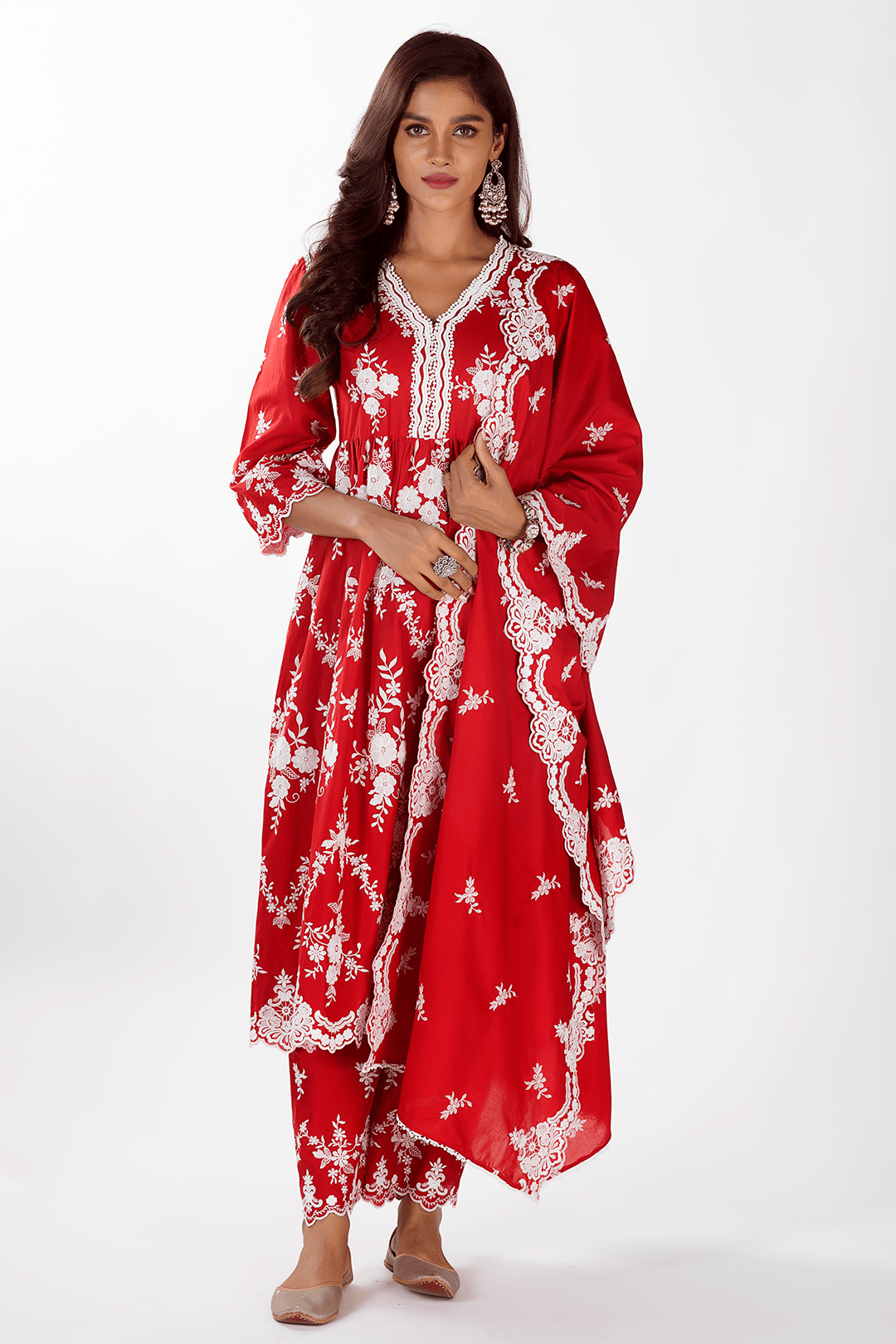 Mulmul Supima Cotton Zambi Red Pant