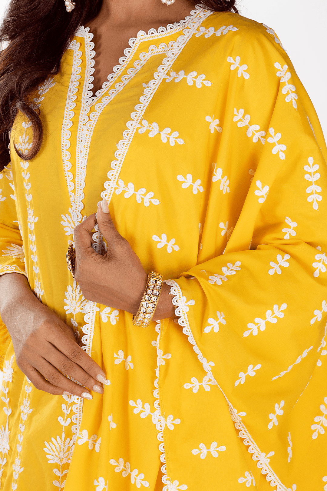 Mulmul Supima Cotton Paige Mango Dupatta